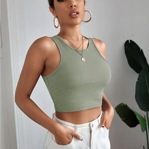Shein Light Green Sleeveless Crop Top
